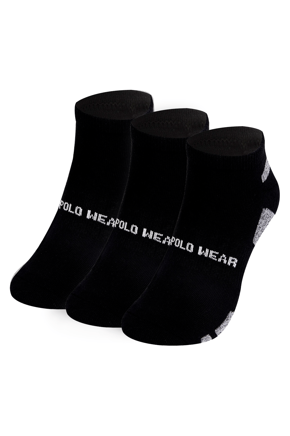 Kit 3 Pares de Meias Atoalhadas Cano Curto Polo Wear Preto