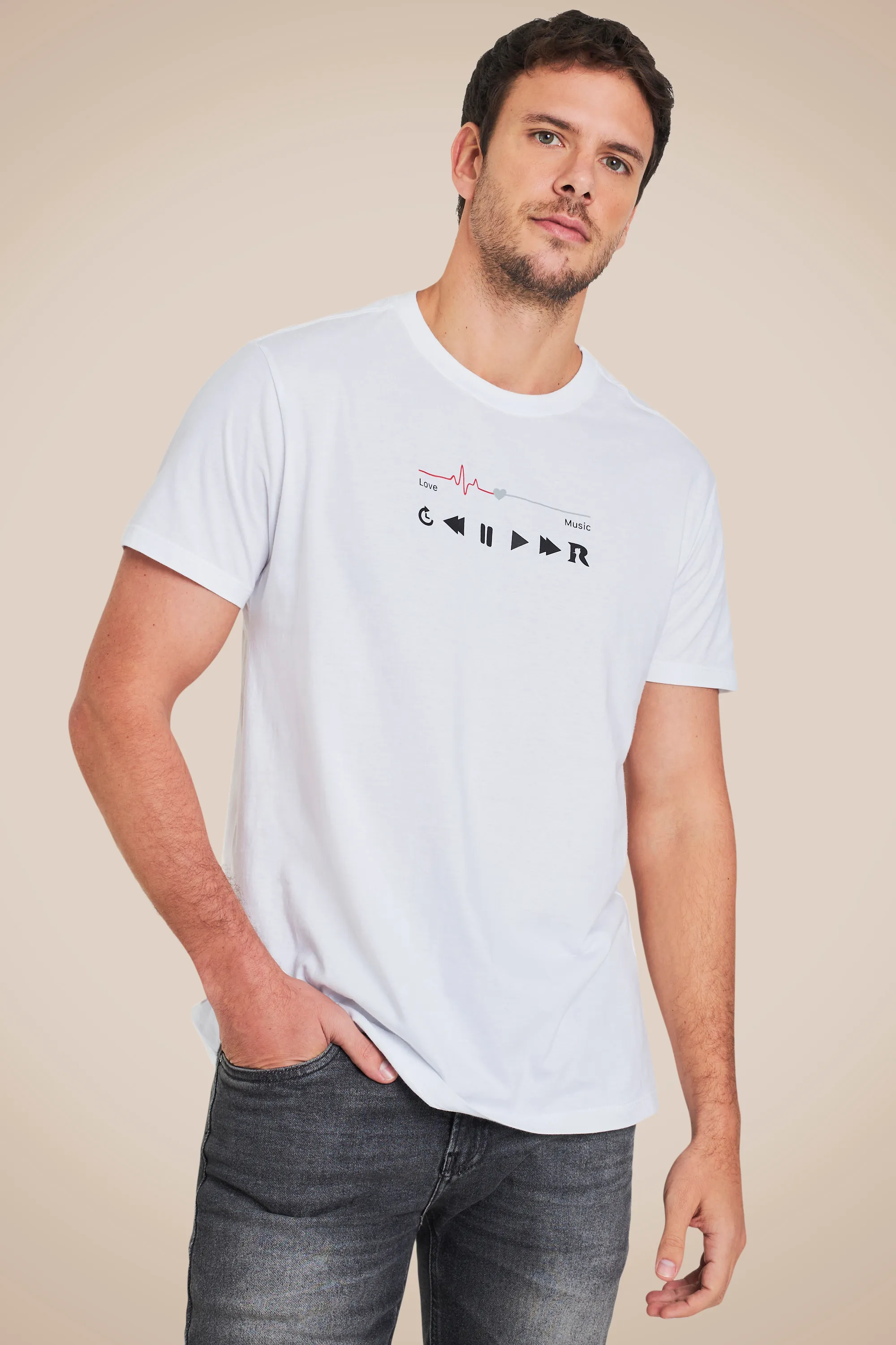 Camiseta Estampada Musica E Vida