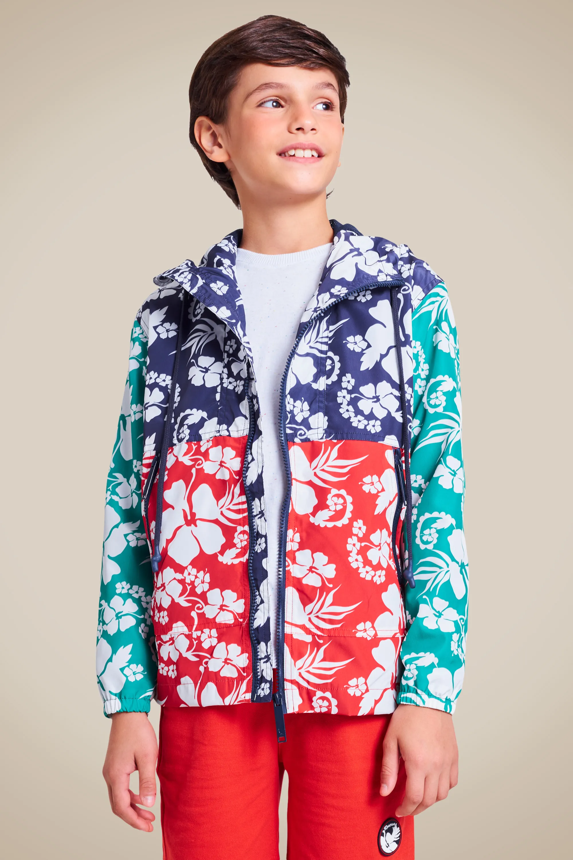 Jaqueta Windbreaker  Color Block Hibisco