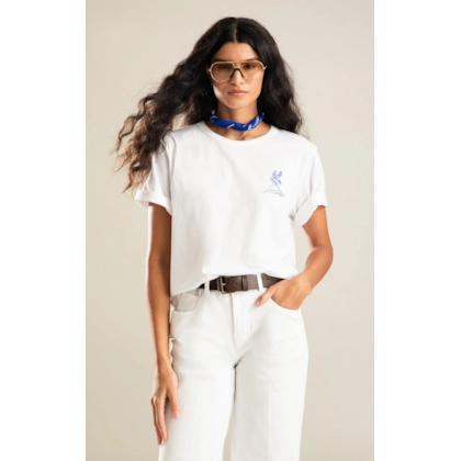 T-Shirt Samia Estampa Beach Branco