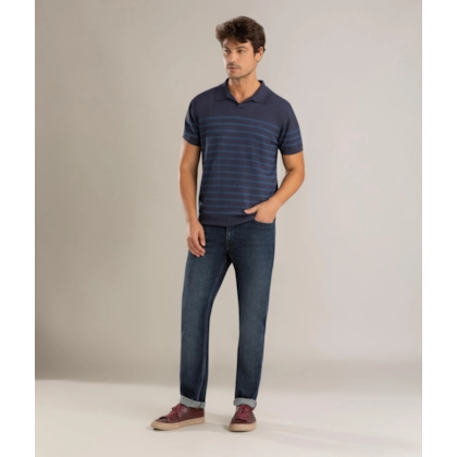 Tricot Polo Theo Stripes Dark Navy