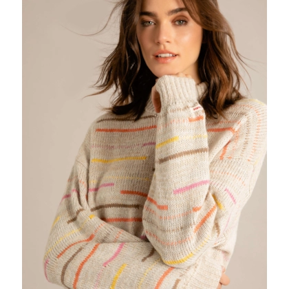 Tricot Vallarta Riscas Irregulares Areia