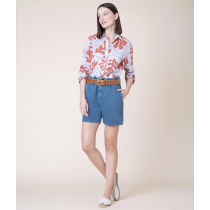 Short Daisy Denim Color Stretch Baggy Petroleo