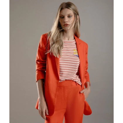 Blusa Linho  Camille Listrada Vermelho