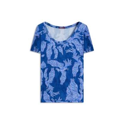Blusa Juna Estampa Fenix Arabesco Mvs Azul Bic