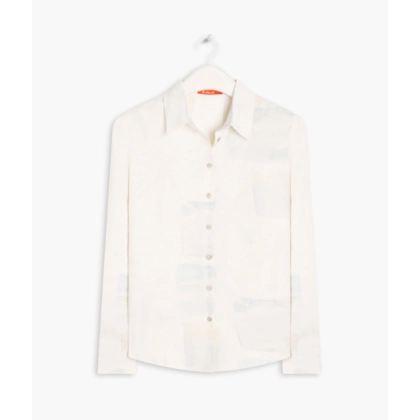 Camisa Linho  Nina Palmeira Acqua Branco