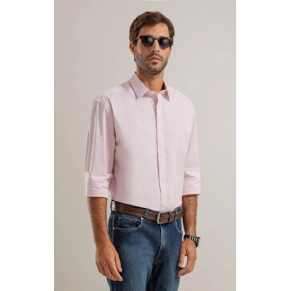 Camisa Fil a Fil Lucas Ml Rosa