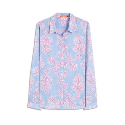 Camisa Sardenha Algas Algodão Azul Chofer