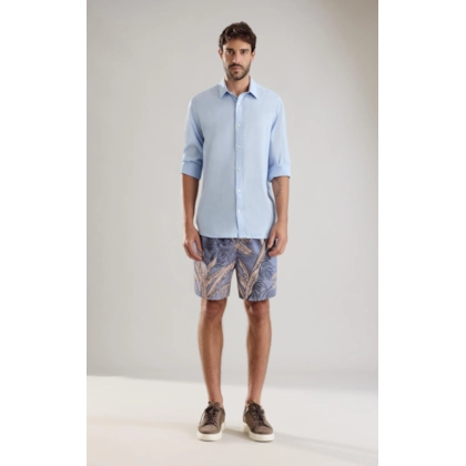 Camisa Linho  Cambraia  James Ml Azul Claro