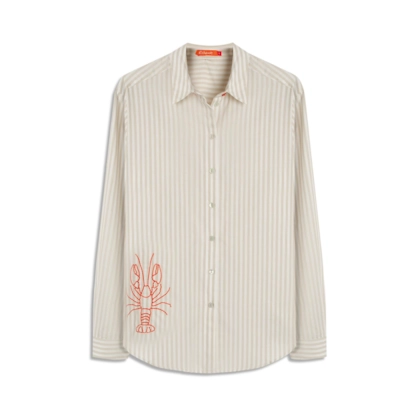 Camisa Jade Stripe Cotton Lobster Areia