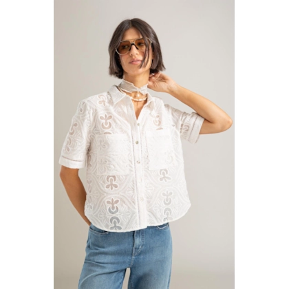 Camisa Amora Laise Algodao Off White