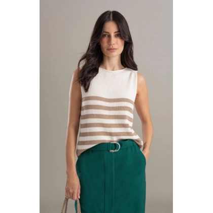 Tricot Regata Cora Listrado Caqui