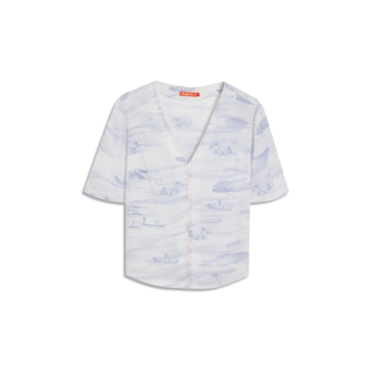 Blusa Ravena Mar Mono Linho Blend Purple Blue