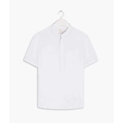 Camisa Linho  Gola Padre Branco