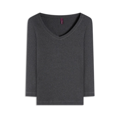  Blusa Aurora Manga 7/8 Chumbo Mescla