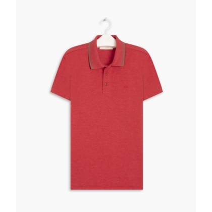 Polo Piquet Mescla Com Vermelho Mescla