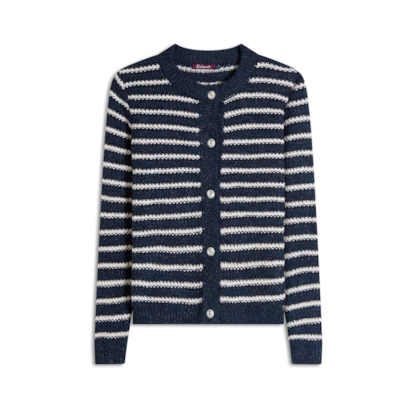 Tricot Cardigan Mira Listrado Marinho