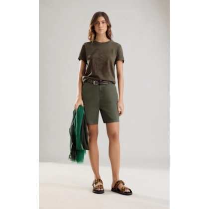 Bermuda Cargo Color Twill Verde Escuro