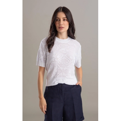 Tricot T-Shirt Giz Jacquard Branco