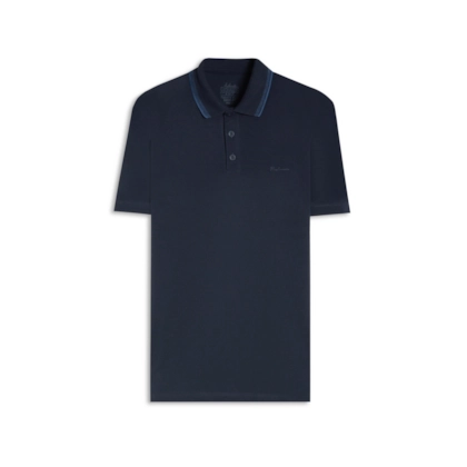 Polo Piquet Friso Duplo Rajado Bf Dark Navy