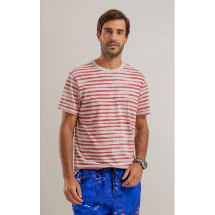 T-Shirt Listrado Garnet Mc Bf Vermelho