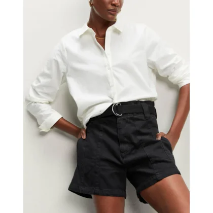 Shorts Sarja Recortes Cinto