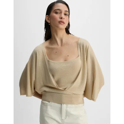 Blusa Tricot Ampla Dourada