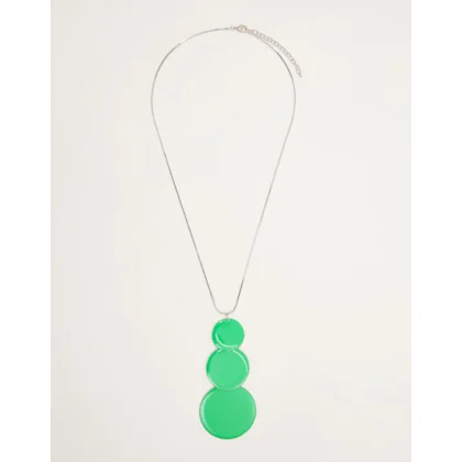 Colar Longo Metal e Resina Circulos