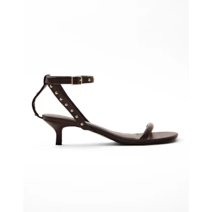 Sandália Couro Metalizada Café