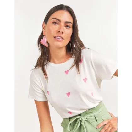 T-Shirt Mini Coracao Bordado