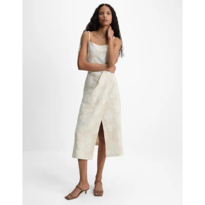 Vestido Midi Jacquard Natural