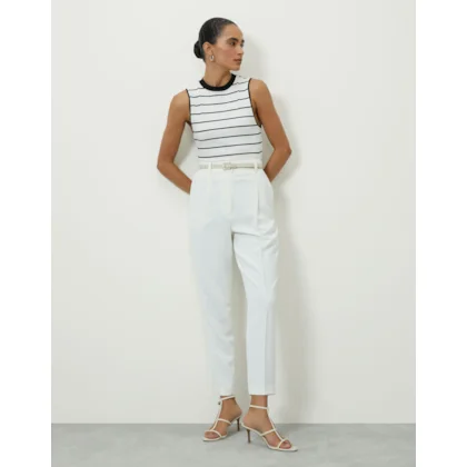 Calça Slim Alfaiatada Pregas Off White