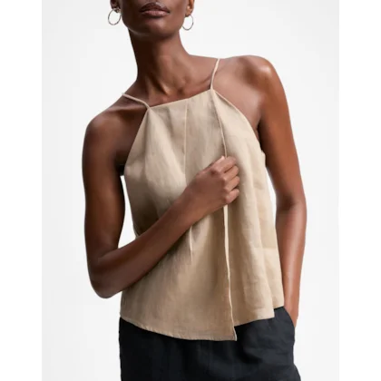 Regata Linho Pregas Fumê