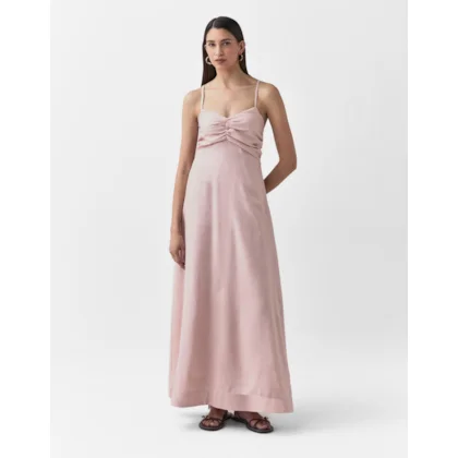 Vestido Linho Detalhe Franzido