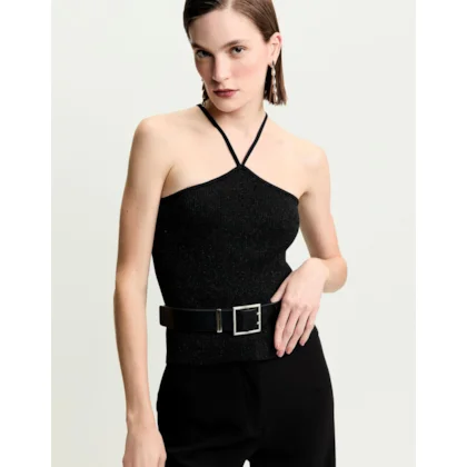 Blusa Tricot Alça Fina Lurex