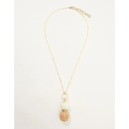 Colar Longo Palha e Resina