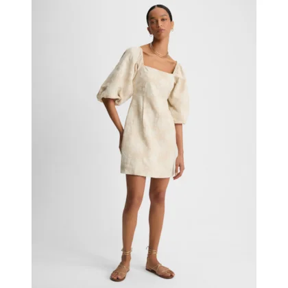 Vestido Curto Jacquard Natural