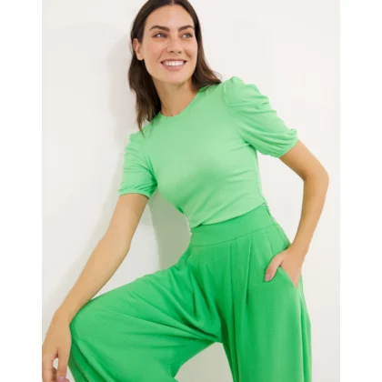 Blusa Malha Manga Prega