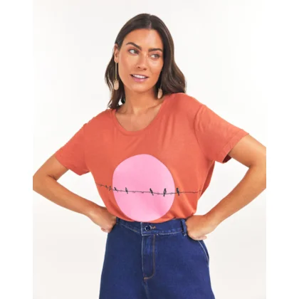 T-Shirt Passaros Bordados