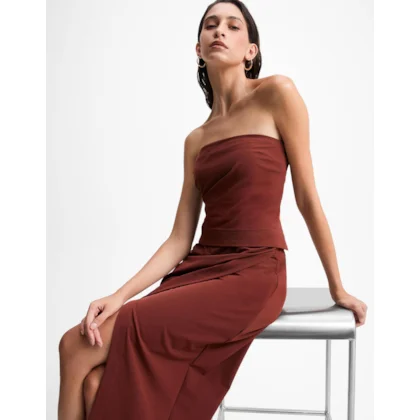 Top Sem Alças Prega Lateral