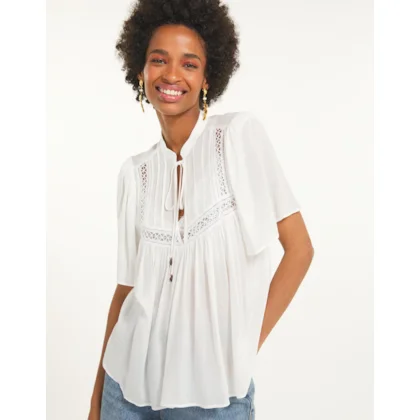Blusa Com Aplicacao De Entremeios