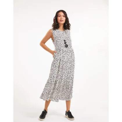 Vestido Midi Poá Ninho Off White