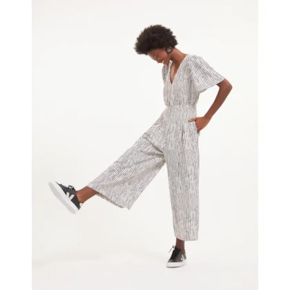 Macacão Listra Pincelada Off White