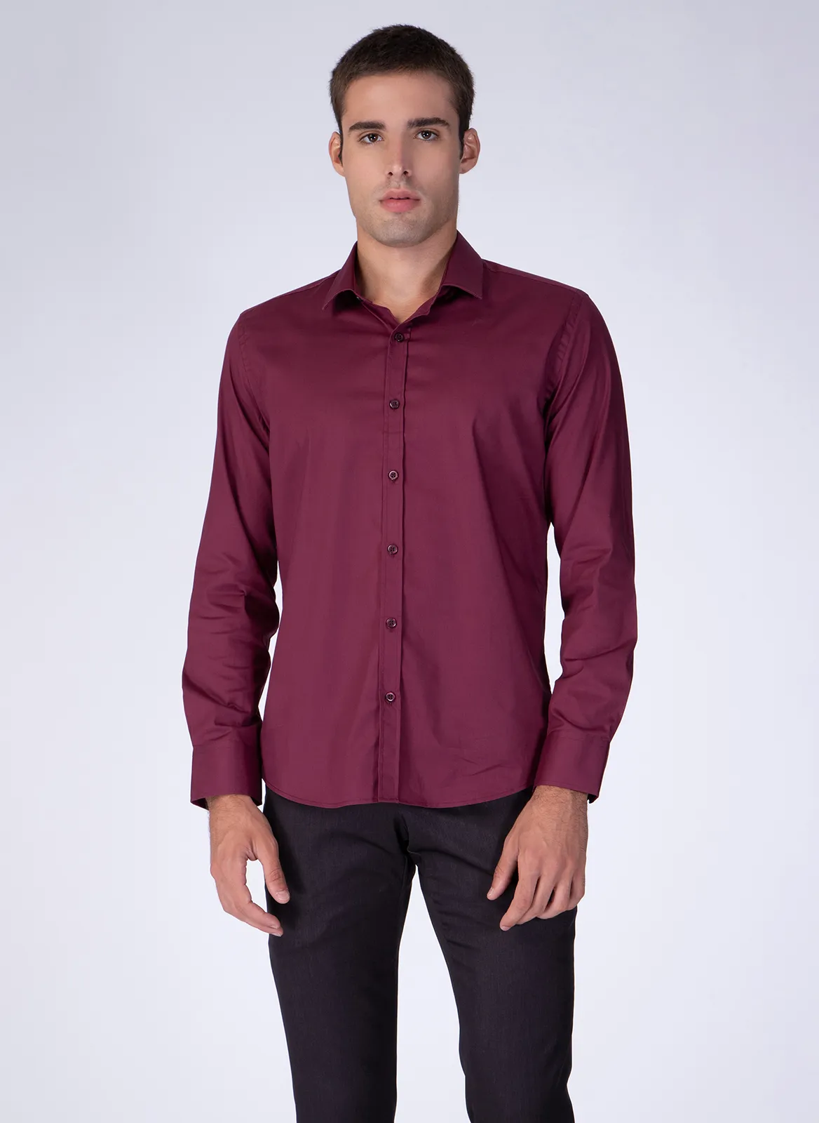 Camisa Social Colarinho Americano Manga Longa