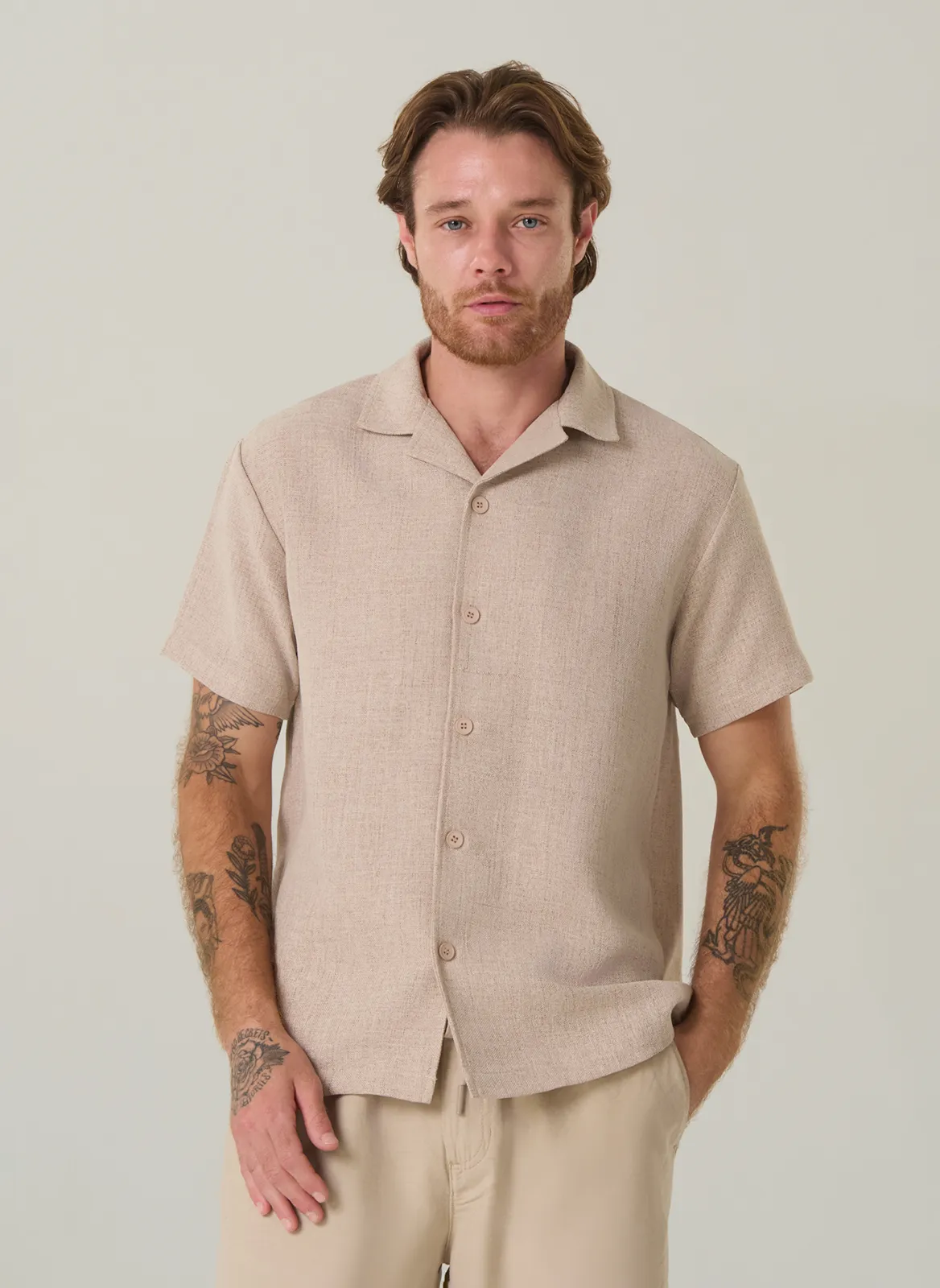 Camisa Linho Manga Curta