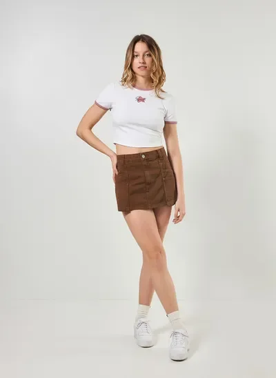 short saia sarja marrom