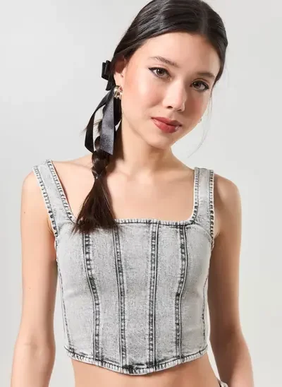 cropped corsetado jeans