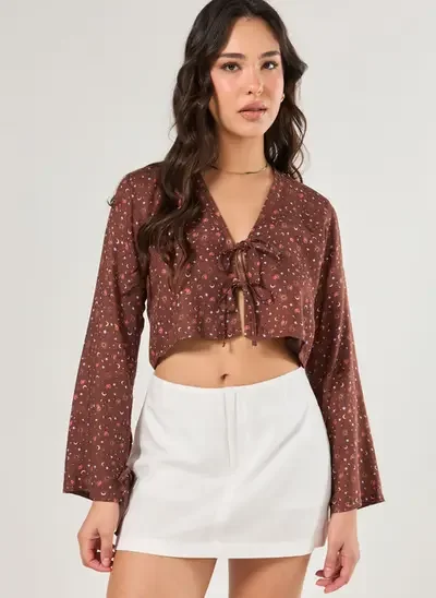 blusa amarração amplinha marrom mística