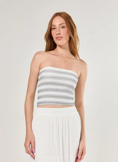 tube top lastex bordado