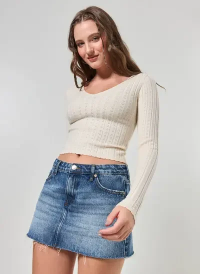 blusa tricô manga longa